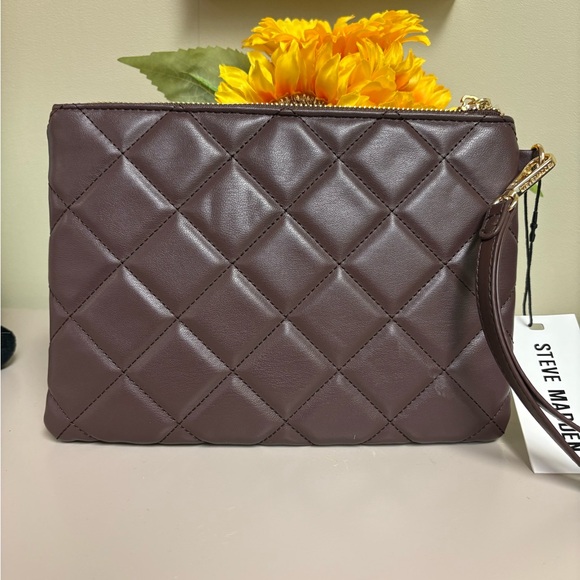 Steve Madden Quilted Brown Clutch - Picture 5 of 10